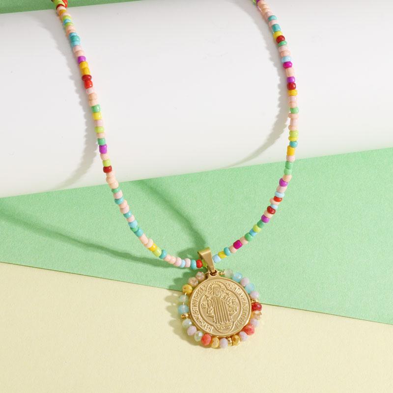 Bracciale Croce di Gesù San Benedetto Catena in Corda Regolabile Intrecciata a Mano Gioielli Cristiani per la Preghiera Fede San Benito per Uomini Donne