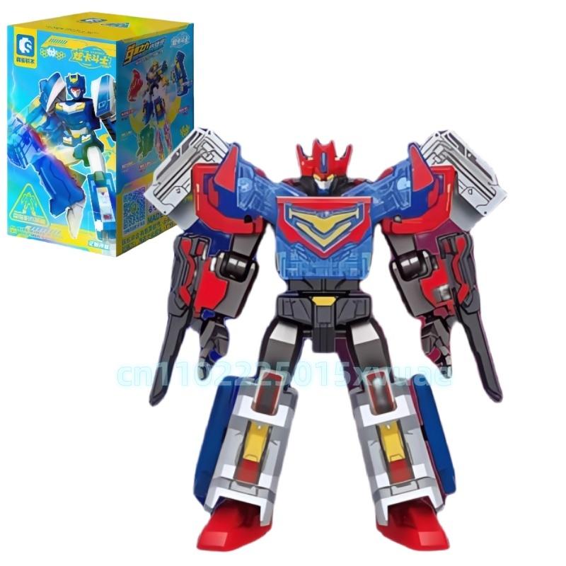 New SEMBO METAL CARDBOT Building Block Xuan Blue Lightning Transforming Robot Assembly Movable Model Toy Collect Children's Gift