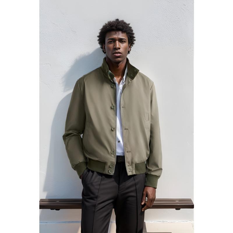 Spring and Autumn Jacket Solid Color Single Breasted Ribbed Solid Color Jacket Baseball Uniform