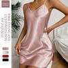 Europäischer und Amerikanischer Stil Damen Nachthemd Sommer Einfarbig Loungewear Sexy Kurzes Geschlitztes Camisole Kleid