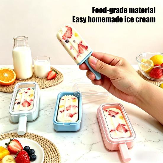 Silicone Ice Pop Mold with Stick, Food Grade Reusable Ice Cream Maker with Lid, DIY Summer Freezer Ice Lolly Mold for Kitchen