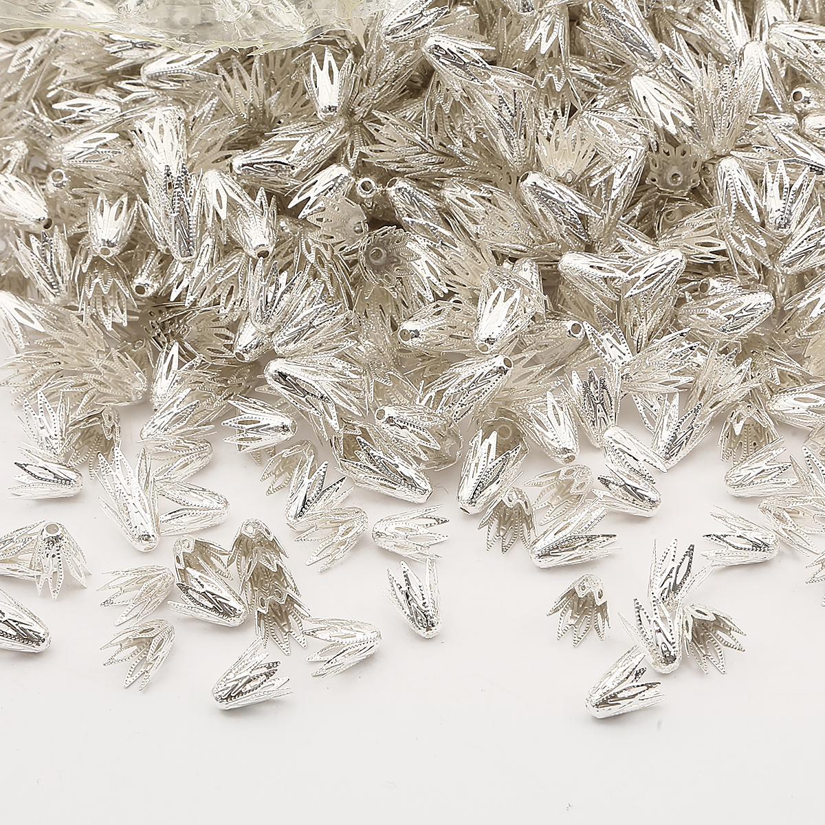 

10 шт./лот железные цветочные бусины заглушки подвески бусины чашки для изготовления ювелирных изделий фурнитура DIY браслет ожерелье аксессуары 10x8mm серебряный