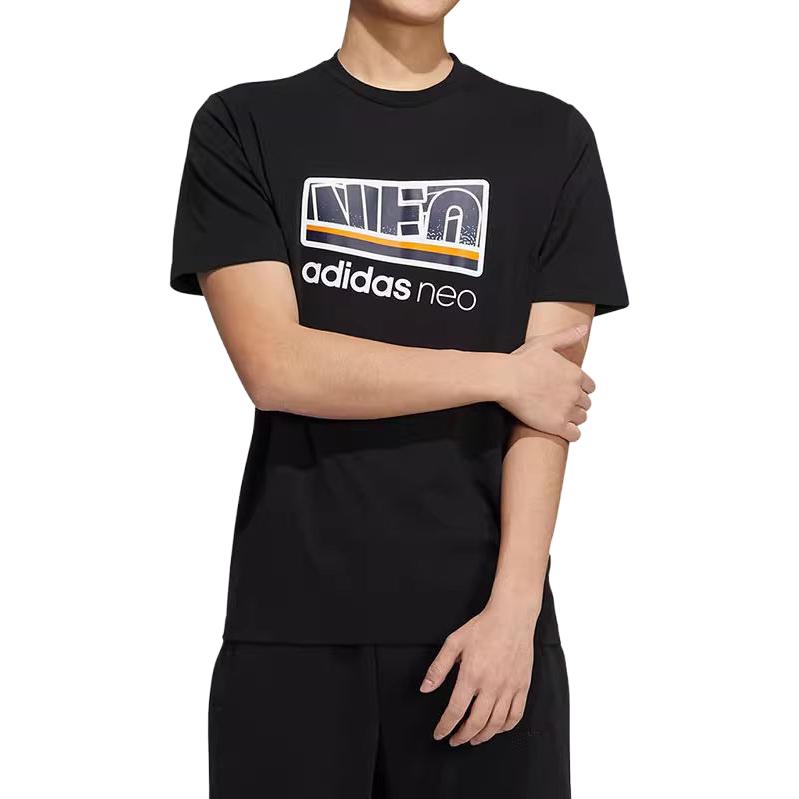 Adidas Neo T Shirts Men's Black Crew Neck Moderate Straight Fit H55283