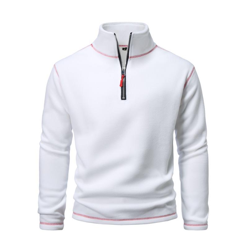 Fleece Jacket for Men, Polar Fleece Turtleneck Thermal Sweatshirt, Autumn and Winter Double-sided Fleece Pullover Color Zipper Jacket