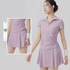 Women's Anti-Glare Tennis Skirt & Breathable Yoga Top Set: Slimming, Waist-Cinching, Casual Sportswear