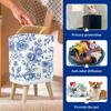 Trash Can with Lid Seamless Vintage Pattern Bouquet Blue Flowers White Peonies Roses Garbage Can Rectangular Waste Bin Press Cover Dog Proof