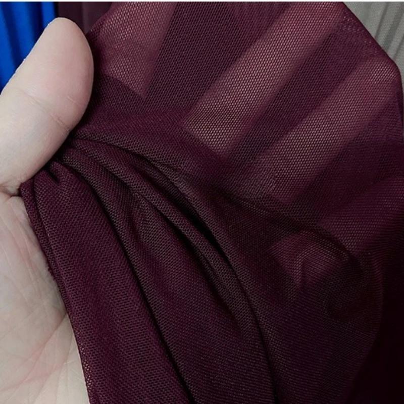 Wide 150cm Nylon Mesh Fabric Spandex High Elastic Dense Black White for DIY Sewing Lace Shirt Stockings