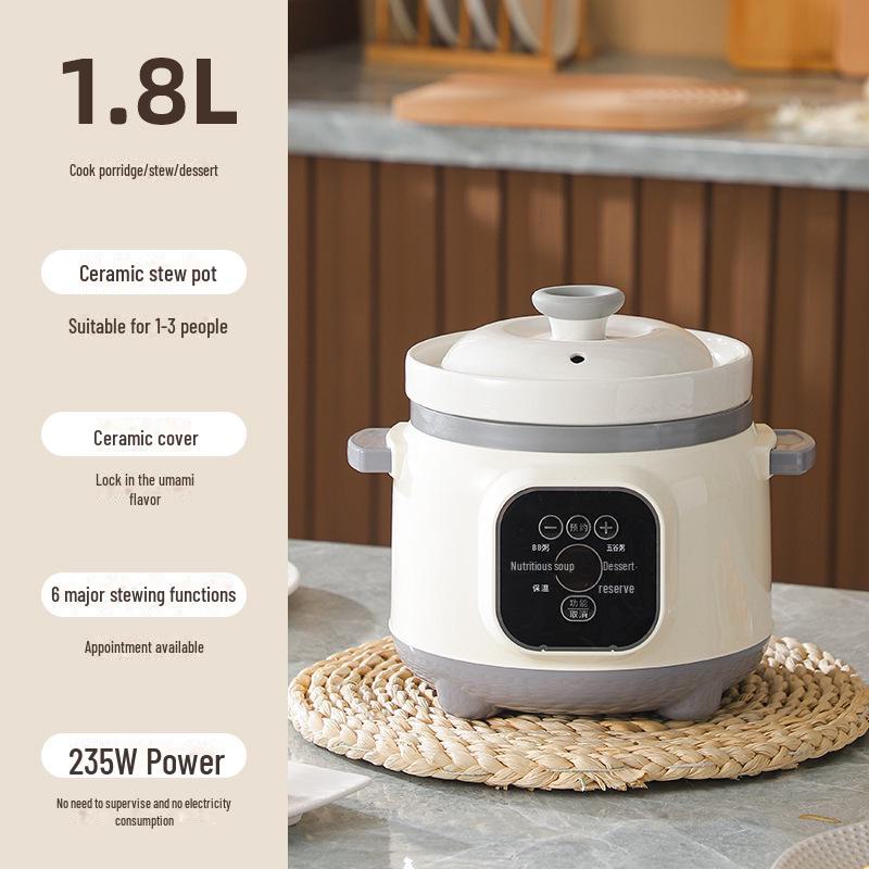 Multifunktionaler elektrischer Kochtopf für Brei & Suppe - Mini Keramik mit Timer & Terminfunktion