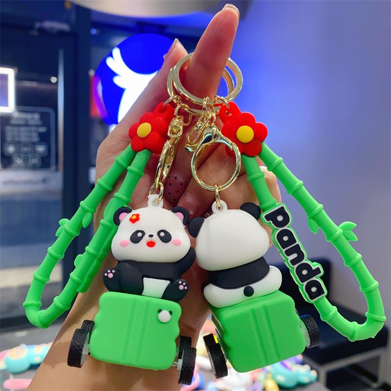 Cute Cartoon Pull Back Car Panda Keychain Bag Pendant Children's Toy Doll Machine Exquisite Small Gifts