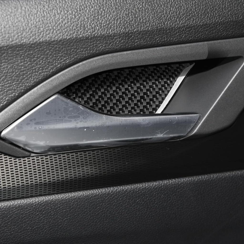 Real Carbon Fiber Car Interior Door Bowl Cover Trim Stickers Compatible with Volkswagen VW Golf 8 8.5 MK8 GTI 2021 2022 2023 Auto Accessories Decals