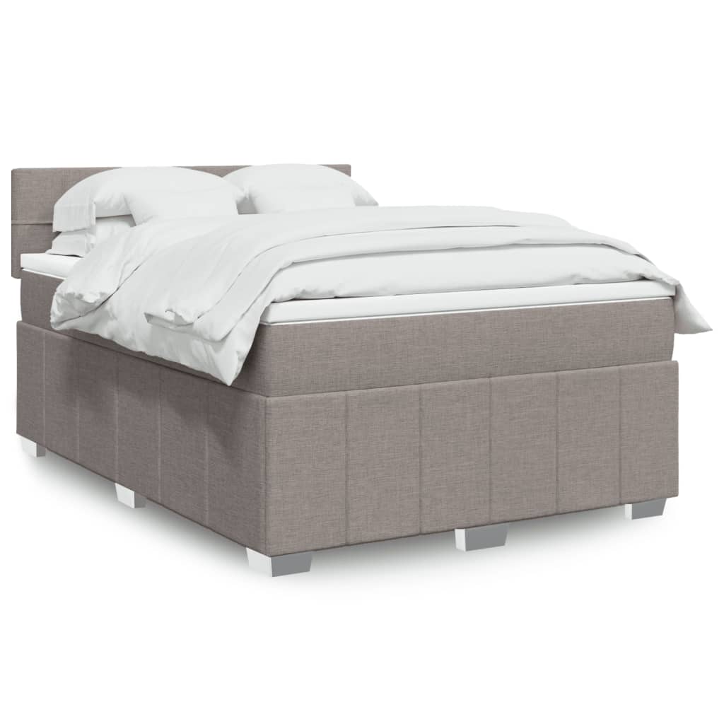 Vidaxl Letto Continentale Con Materasso, Taupe, Tessuto, 140X190 Cm