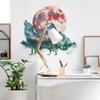 Howling Wolf at Moon Mountain Forest Wall Sticker Self-Adhesive Removable Bedroom Living Room Hallway Dorm Nature Landscape Home Decor Art