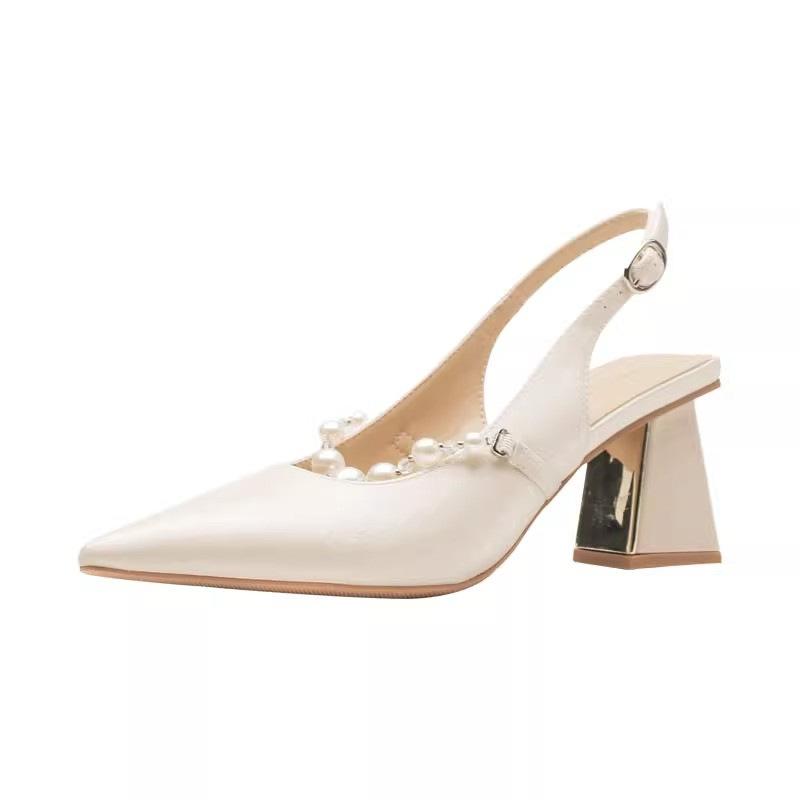 Summer Shoes Pointed High Heeled Sandals for Women's Back Air Half Toe Single Shoes Women Shoes Elegant Sandals Women Pumps