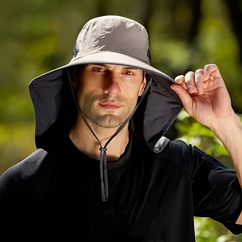 1pc Men's Sun Protection Fishing Hat with Face Cover - UV Shield for Summer & Mountaineering
