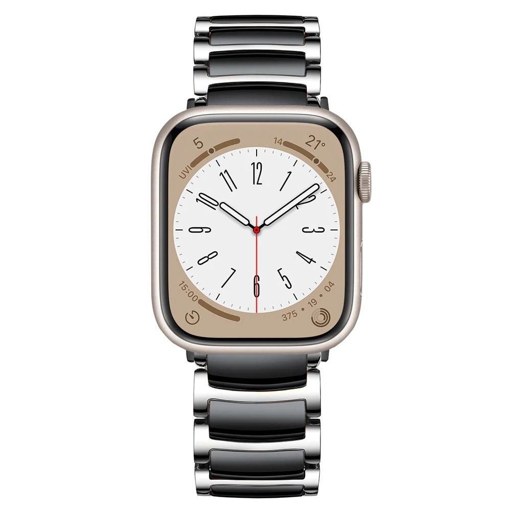 

Ceramic Strap For Apple Watch Band 45mm 41mm 44mm 40mm 46mm 42mm Ultra 49mm Metal Bracelet for iWatch Series 10 9 8 7 SE 6 5 4 3 S10 42mm-38 40 41mm