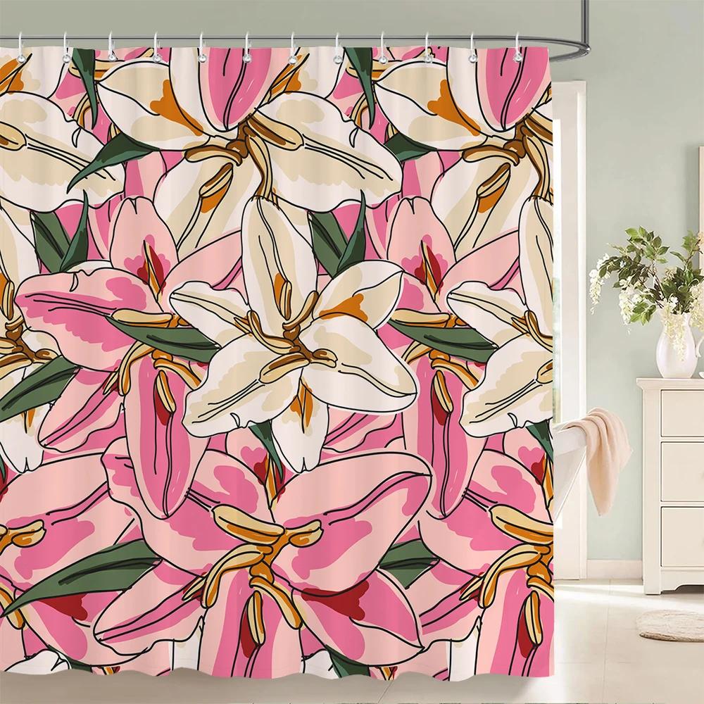 Multi-style Shower Curtain With Hooks Waterproof Easy Clean Simple Install For Home Hotel Rental Bathroom