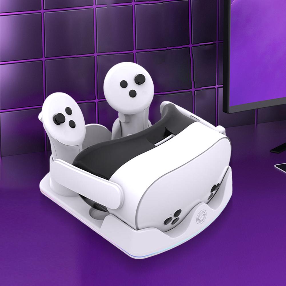 RGB VR Headest Fast Charging Station for Meta Quest 3S/Quest 3/Quest 2 Charging Dock Headset Display Stand Controller Mount