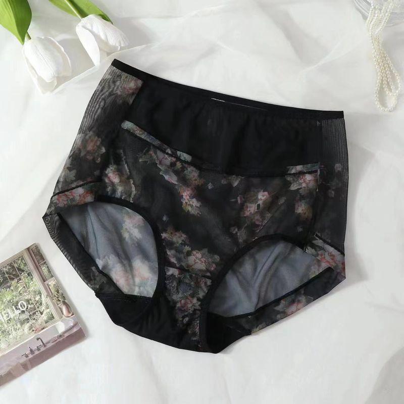 

Далянь Экспорт Мода плюс Размер Эластичные Полная Сестра Сетка Цветочный Принт Дышащие Брюки с Завышенной Талией Женские Трусики Black L Recommended 45.00 kg-55.00 kg