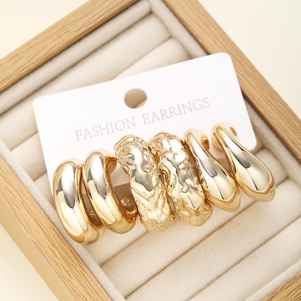 6pcs/Set European And American Classic Fashion C-Shaped Minimalist Earrings For Women's Daily Wear Gifts For Mothers Best Friend