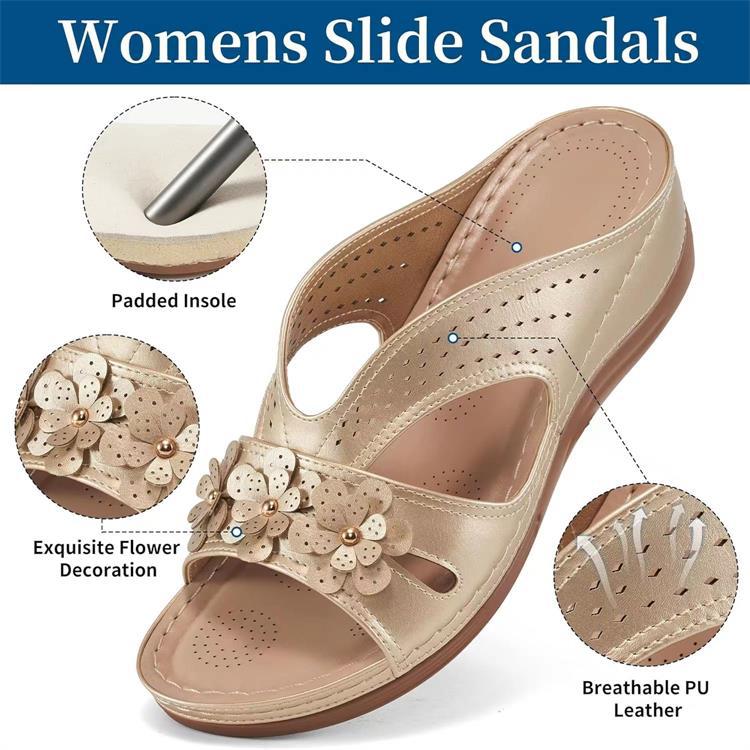 

2025 summer new women s platform slippers large size fish mouth platform outside wear beach shoes flower decoration 43 золотой