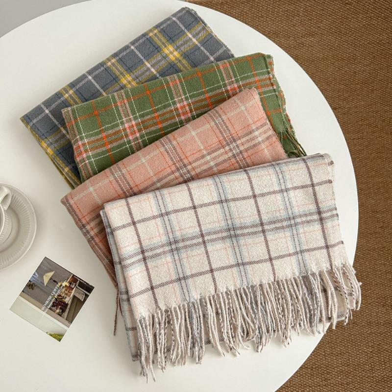 Scarf Women's Winter Premium Plaid Shawl Student Couple Warm Thickened Scarf