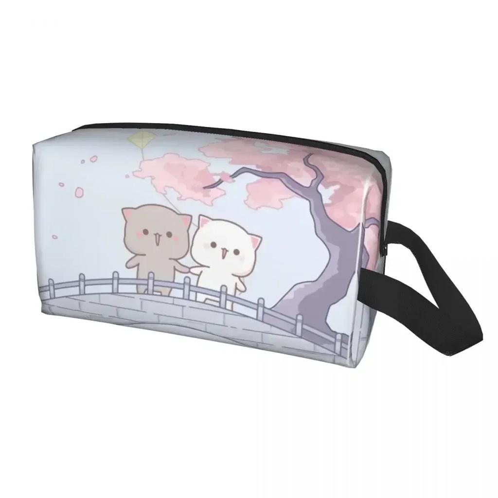 Peach And Goma Travel Cosmetic Bag for Women Kawaii Makeup Toiletry Organizer Lady Beauty Storage Dopp Kit