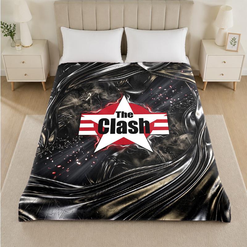 The Clash Print Flannel Blanket Cozy Lightweight Plush Throw Blanket For Bed Sofa Household Use