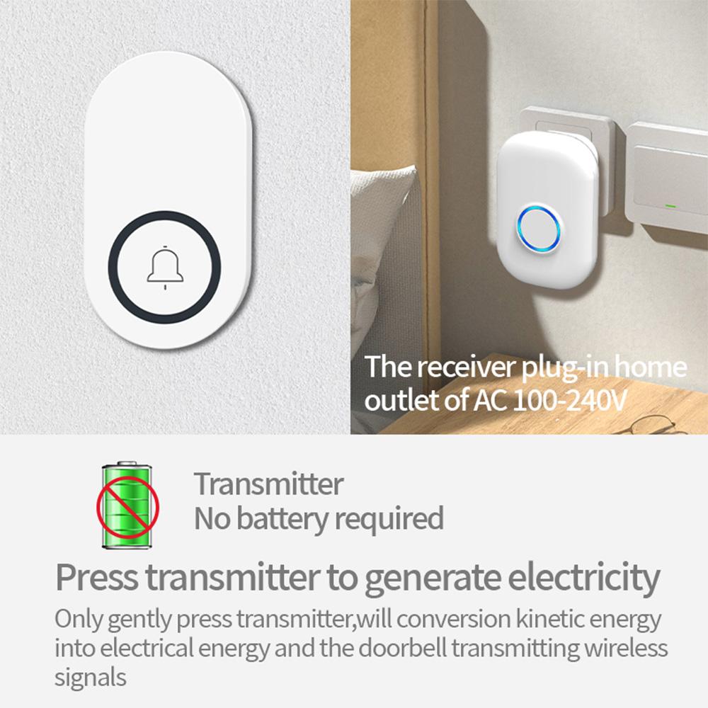 Wireless Door Bell IP44 Waterproof Doorbell Chime 656ft Range Portable Door Chime kit with 32 Music 4 Volume Levels for