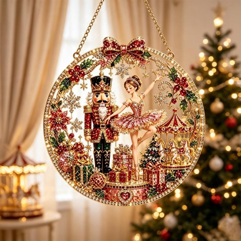 Seasonal Christmas Acrylic Ornament DIY Kits with Drill Art Finish, Top Chain, Selected Style, Tool Set Home Use