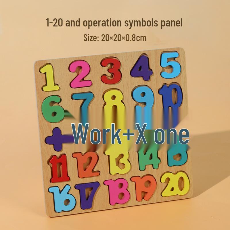Wooden Educational Puzzle Board for Toddlers: Letters, Numbers, Shapes Recognition for Ages 1-3