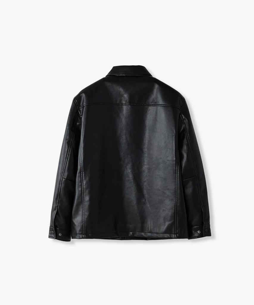 Stco Vegan Leather Coach Jumper Black (Semi-Oversized Fit)_Sjpva72Nsb