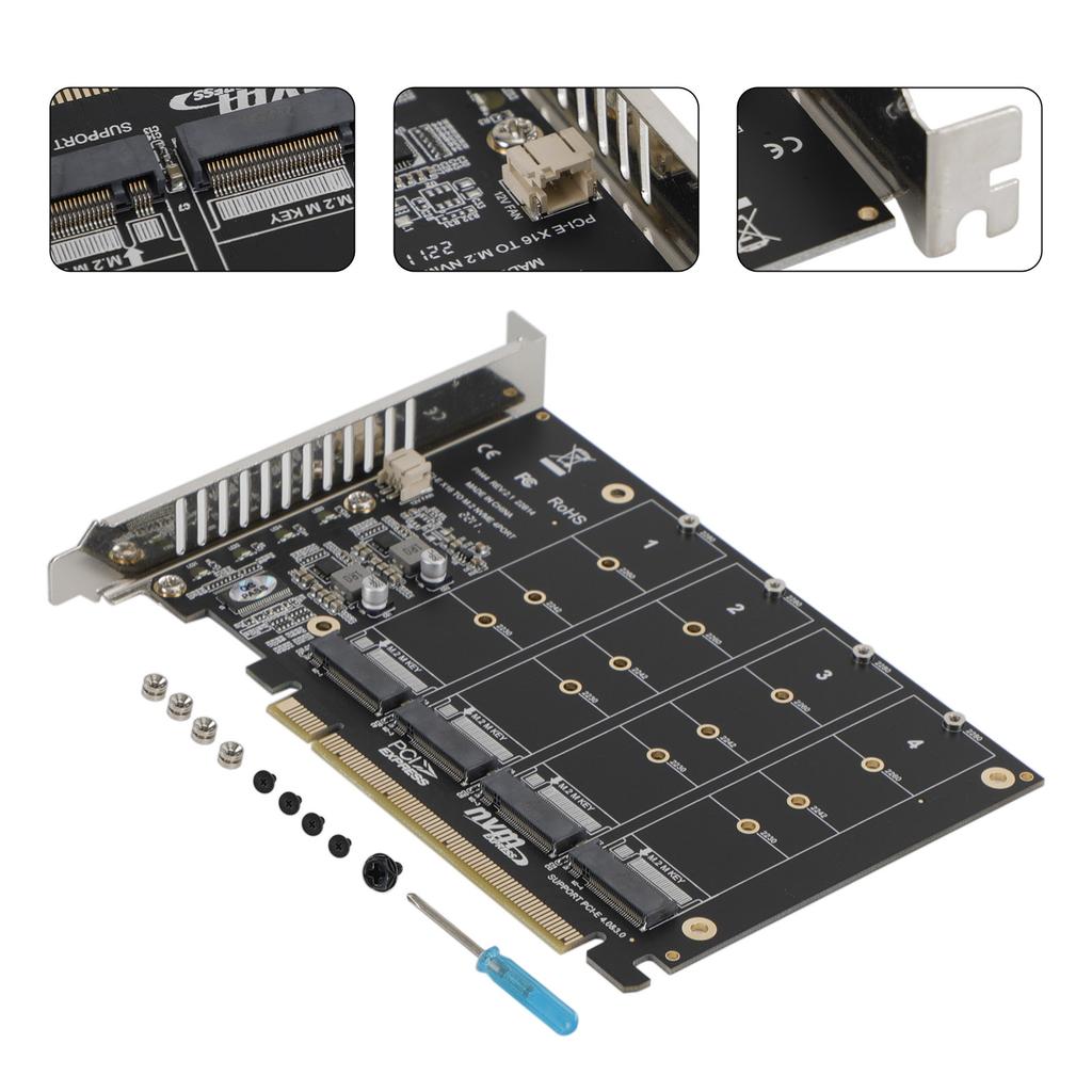 PCI-E Signal Split Array Card PH44 X16 NVME 4 Disk Array Card Support M.2 SSD