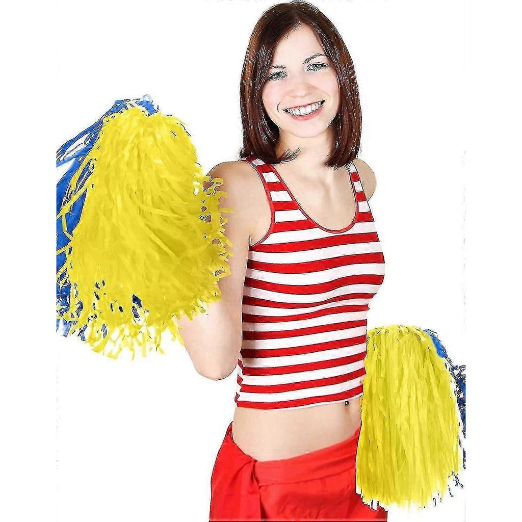 12 Pack Cheerleading Pom Poms Sports Dance Cheer Plastic Pom Pom For Sports Team Spirit Cheering