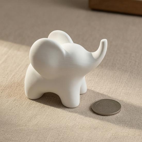Mini Elephant Figurine, Minimalist 3D Printed Elephant Statue, Good Luck Elephant Collectible Ornament for Modern Home, Office Decor