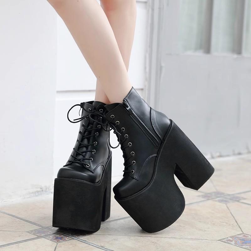 Fashion Nightclub Performance Boots 17CM High Heel Chunky Platform Shoes Unisex Plus Size DJ Party Wear platform shoes