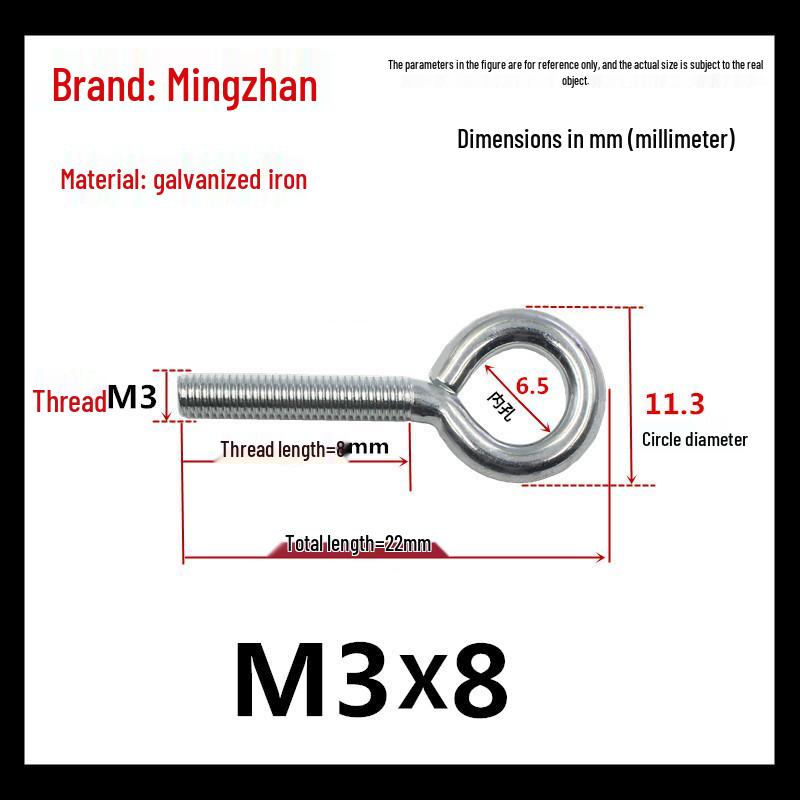 Closed Hook Eye Bolt Screw Ring Hanger - M2.5 to M8 Machine Thread