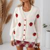European and American Fashion Three-dimensional Flower Sweater Cardigan Women's Autumn and Winter New Loose Lazy Wind Knitted Coat Top