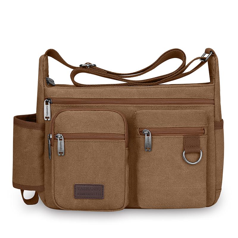 

Холщовая сумка Мужская многокарманная сумка через плечо Уличная сумка-мессенджер Большая вместимость Сумка на плечо коричневый