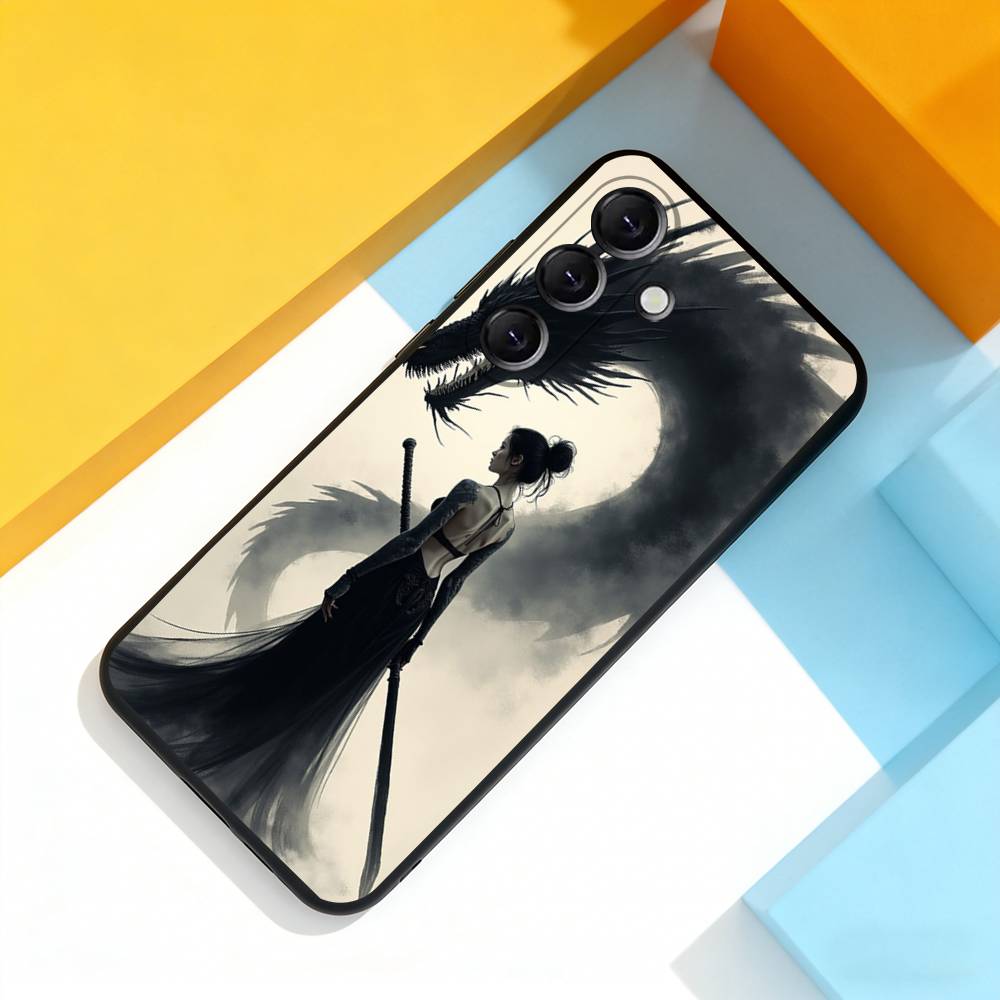 Samurai Krieger Geisha Coole Handyhülle Für Samsung Galaxy A 73,72,51,53,52,71,22,5G,Note,J7,8,9 Weiche Präzise Lochung Schwarze Hülle