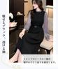 Elixio Formal Midi Summer Dress, A-Line Dress, Skirt, See-Through, Belted, Contrast-Embroidered, Slimming, Black, (JP, Alphabet, XL, Black)