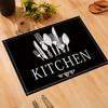 [4pcs Knife & Fork Placemats] 4pcs Linen Placemats | Black Knife & Fork Pattern | Kitchen Fabric Table Mats | Hotel Holiday Party Room Decoration