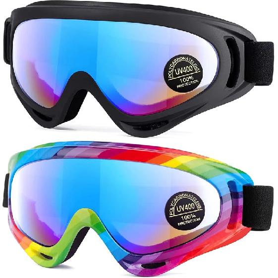 Kids Motorcycle Goggles - 2-Pack Dirt Bike Off-Road Racing Goggles For Boys & Girls