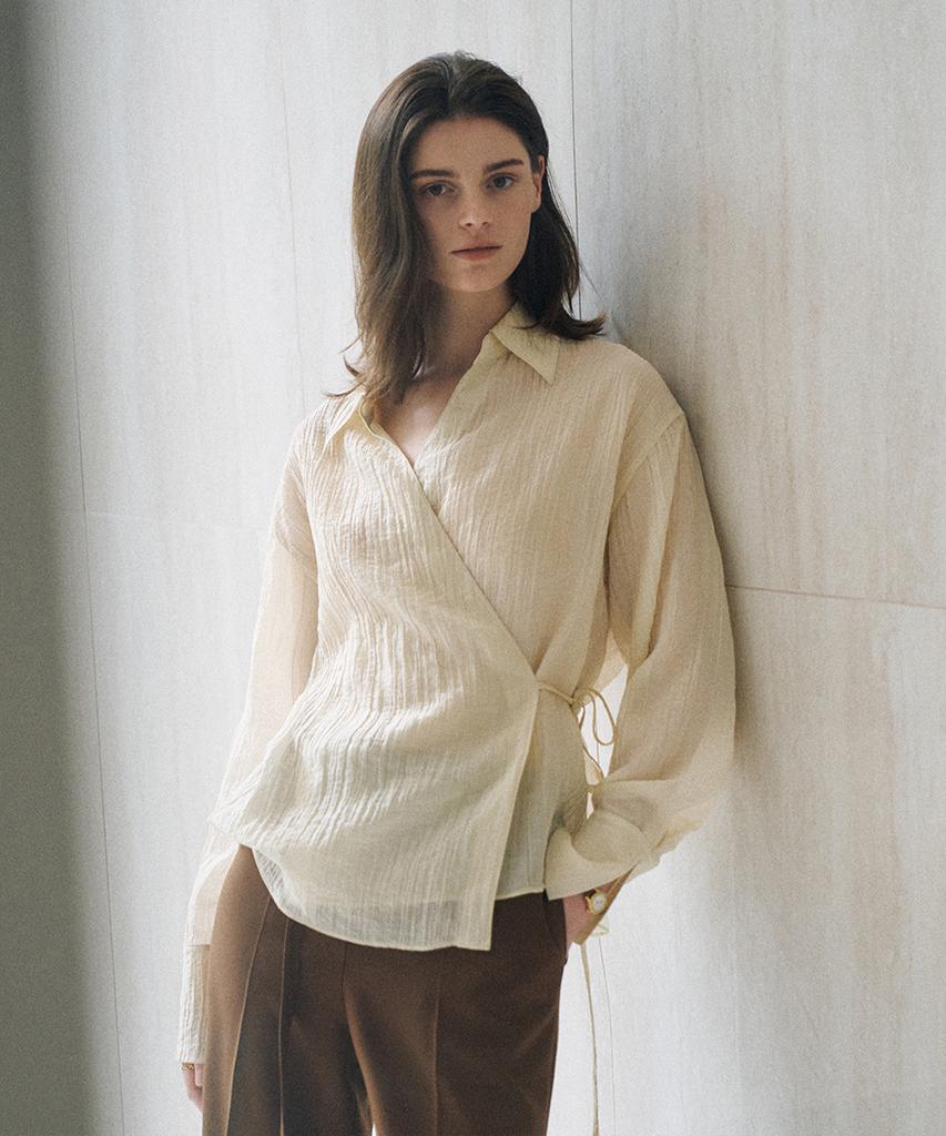 VIYUL Drape Wrinkle Wrap Blouse