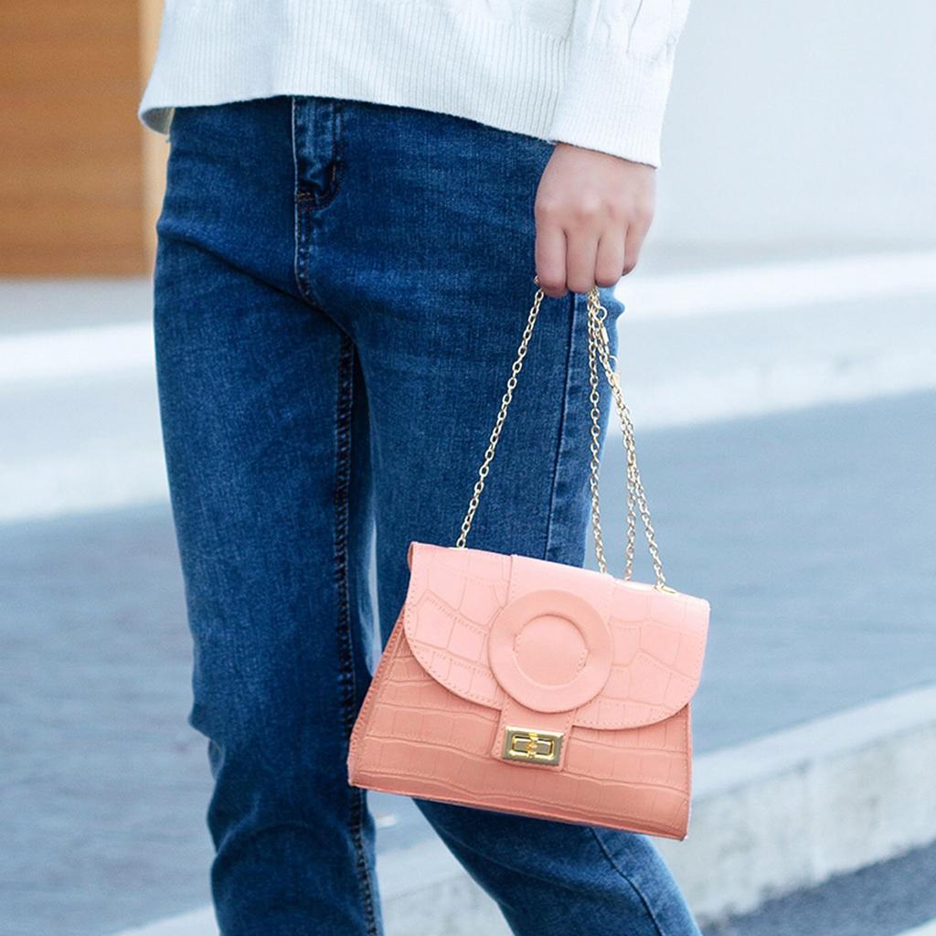 Damenmode Haspe Kette Kleine quadratische Tasche Schultertasche Messenger Bag Handtasche