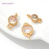 3 Size 18K Gold Plated Mini Round Connector Charms,Inlaid Zircon Connector For Jewelry Making,DIY Earring Making Supplies