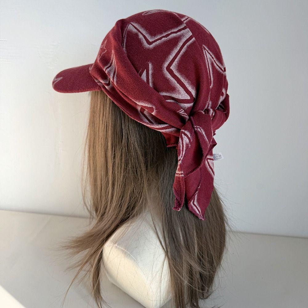 Pentagram Scarf Baseball Cap Korean Style Strappy Scarf Hat Portable Letter Headscarf Hat Girl