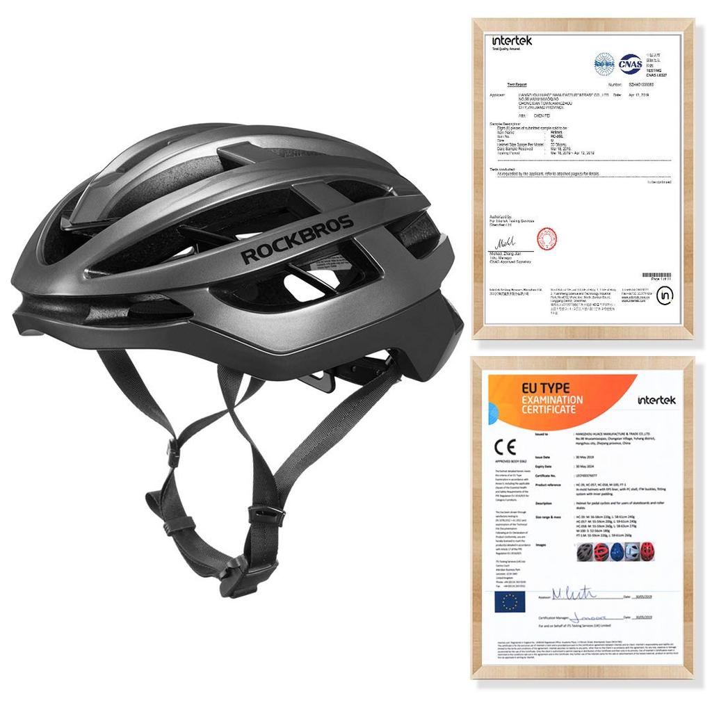 ROCKBROS Fahrradhelm für Rennräder und hochverstellbare Fahrräder, CPSC/CE-zertifiziert, Leicht, Stabil, Atmungsaktiv, Größen, Erwachsener, M/L (Titanfarbe,
