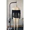 New Lace Top Women Pullovers 2025 Lace Long Sleeves Turtleneck Sexy Casual Basic Blouse Woman T Shirt Thin Solid Color Tops