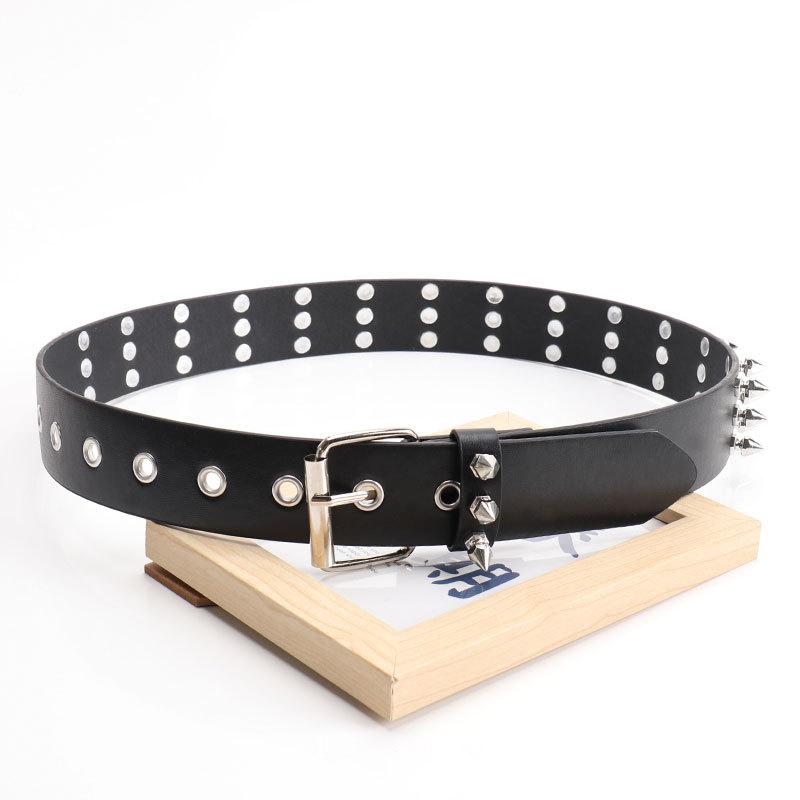 

Punk style pointed bead belt men and women the same hip hop ins style versatile overalls belt subcultural belt women 100cm чорний