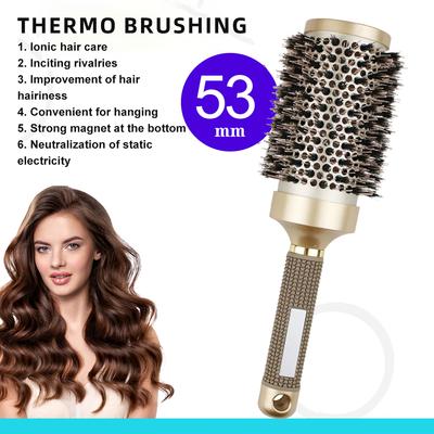 Nylon Roller Brush - Gold Non-Slip Handle, Curl Defining Barrel - Salon Home Styling  Hair Tools Curly Hair Products Barber Comb